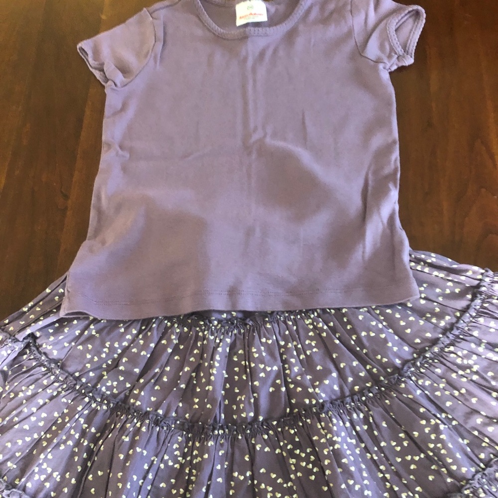 Hannah Anderson soft purple skirt & shirt.